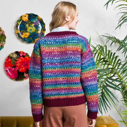 Red Heart Crochet Airy Stripes Cardigan Red Heart Crochet Airy Stripes Cardigan