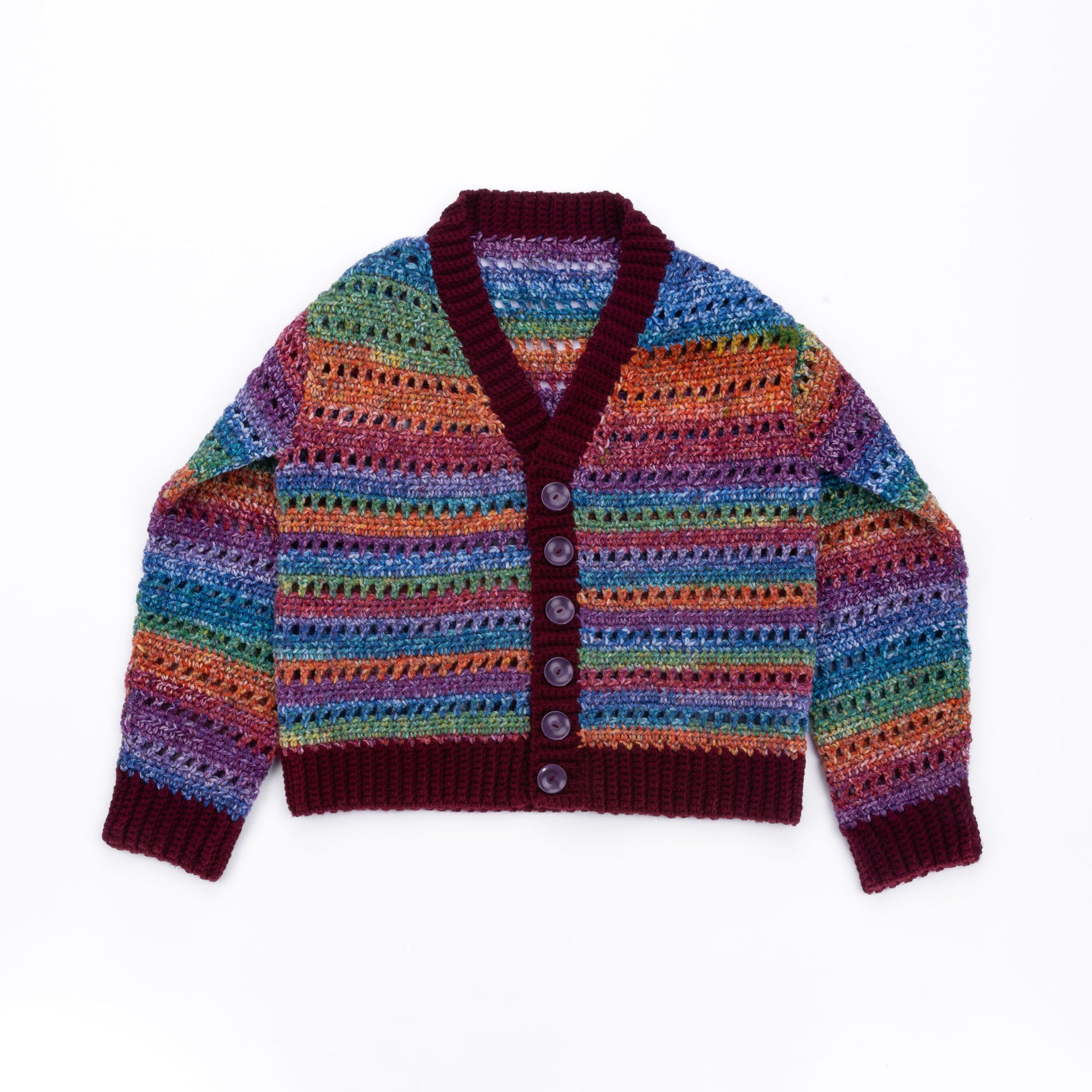 Free Easy Red Heart Airy Stripes Crochet Cardigan Pattern