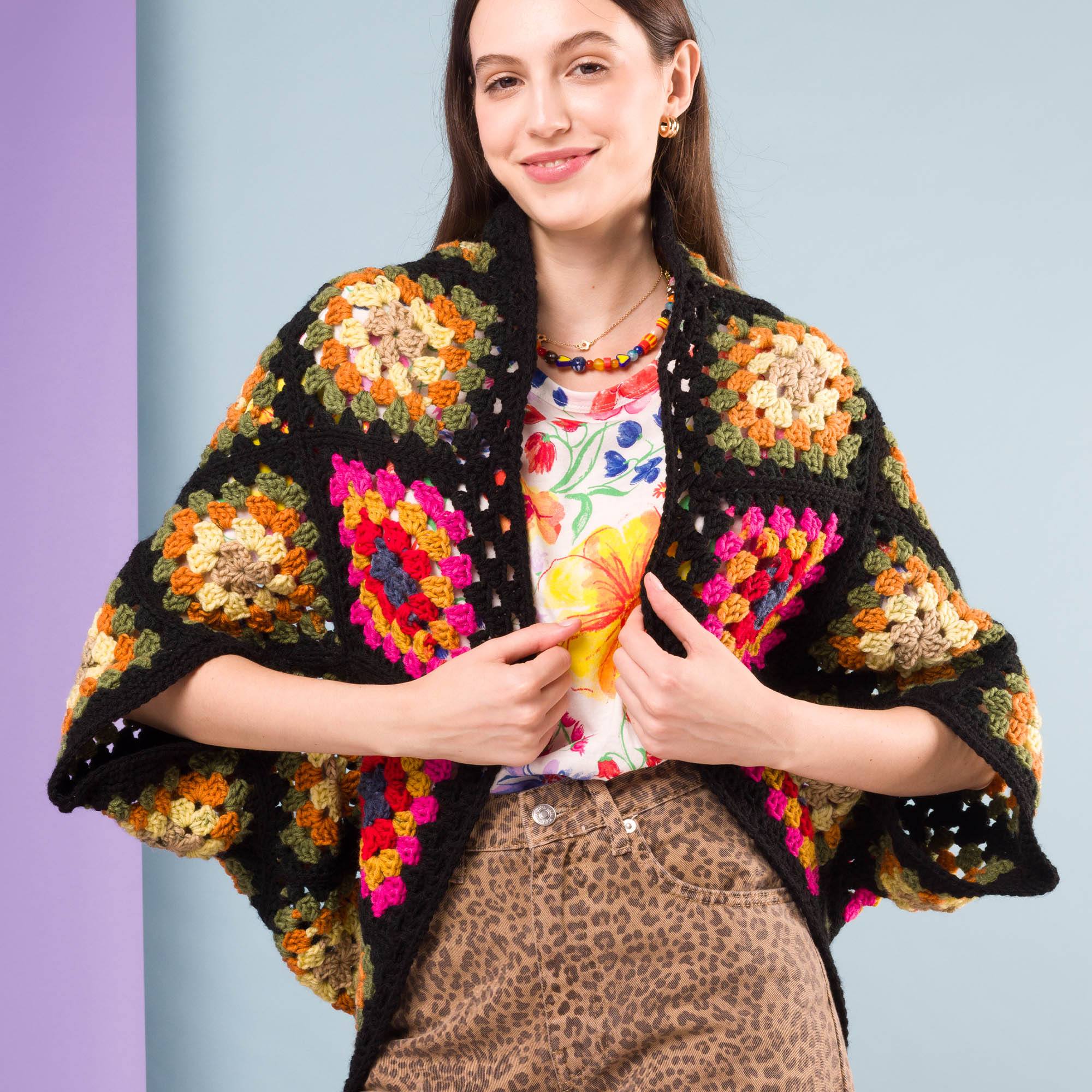 Free Beginner Red Heart Crochet Granny Cocoon Cardi Pattern