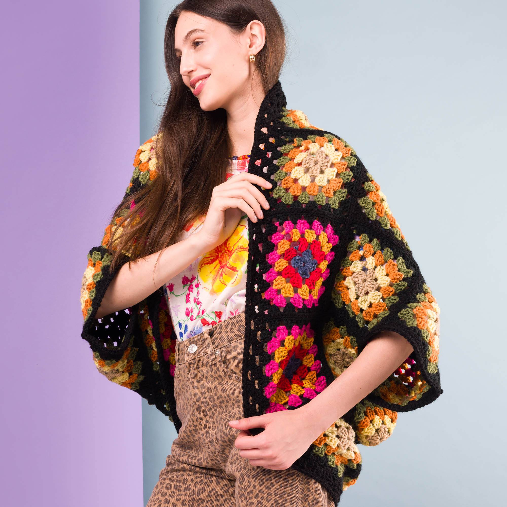 Free Beginner Red Heart Crochet Granny Cocoon Cardi Pattern