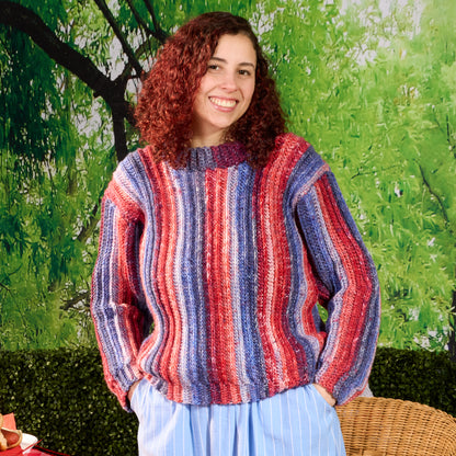 Red Heart Sizzling Stripes Crochet Pullover Red Heart Sizzling Stripes Crochet Pullover