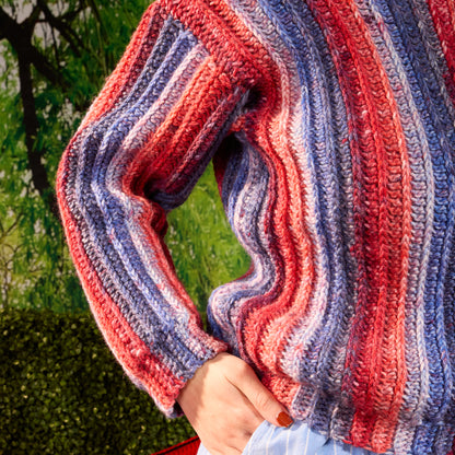 Red Heart Sizzling Stripes Crochet Pullover Red Heart Sizzling Stripes Crochet Pullover