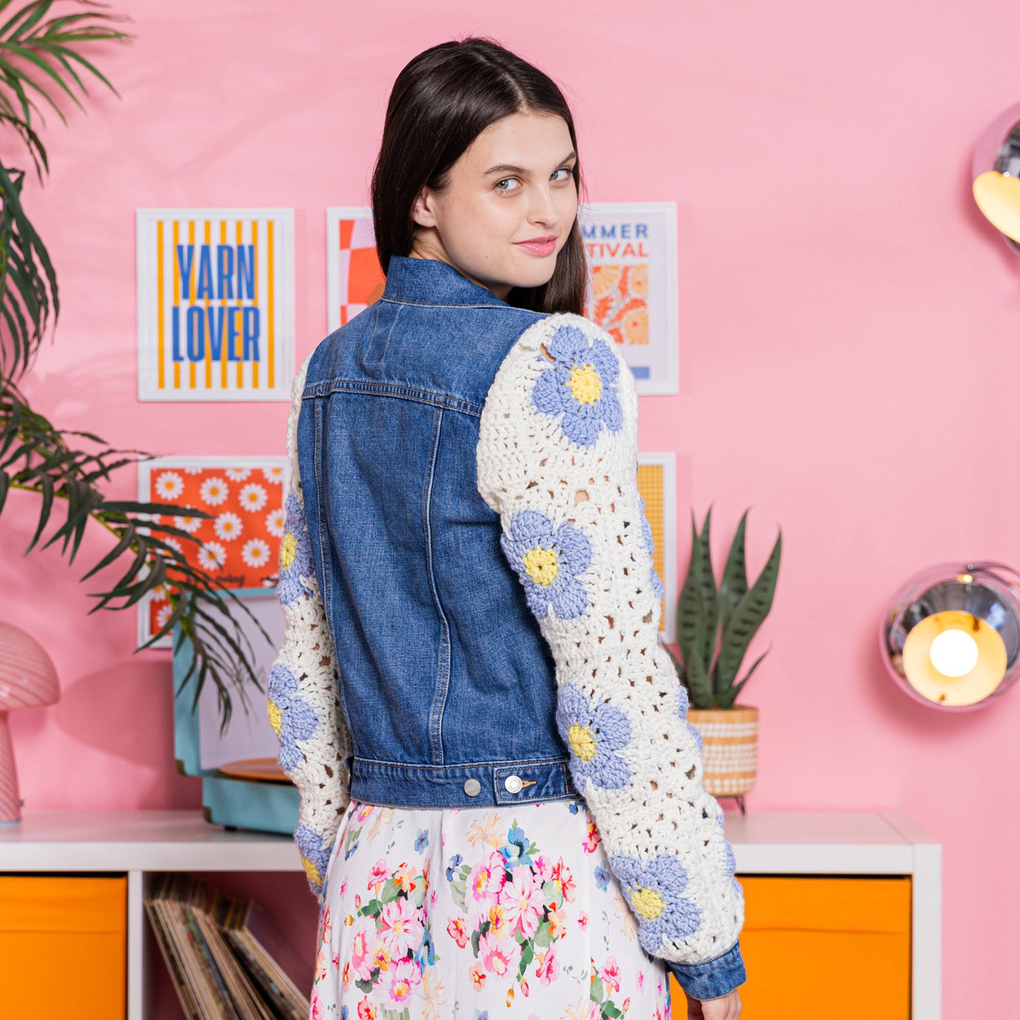 Free Easy Red Heart Crochet Upcycled Denim Jacket​ Pattern