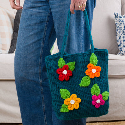 Red Heart Knit Floral Tote Red Heart Knit Floral Tote