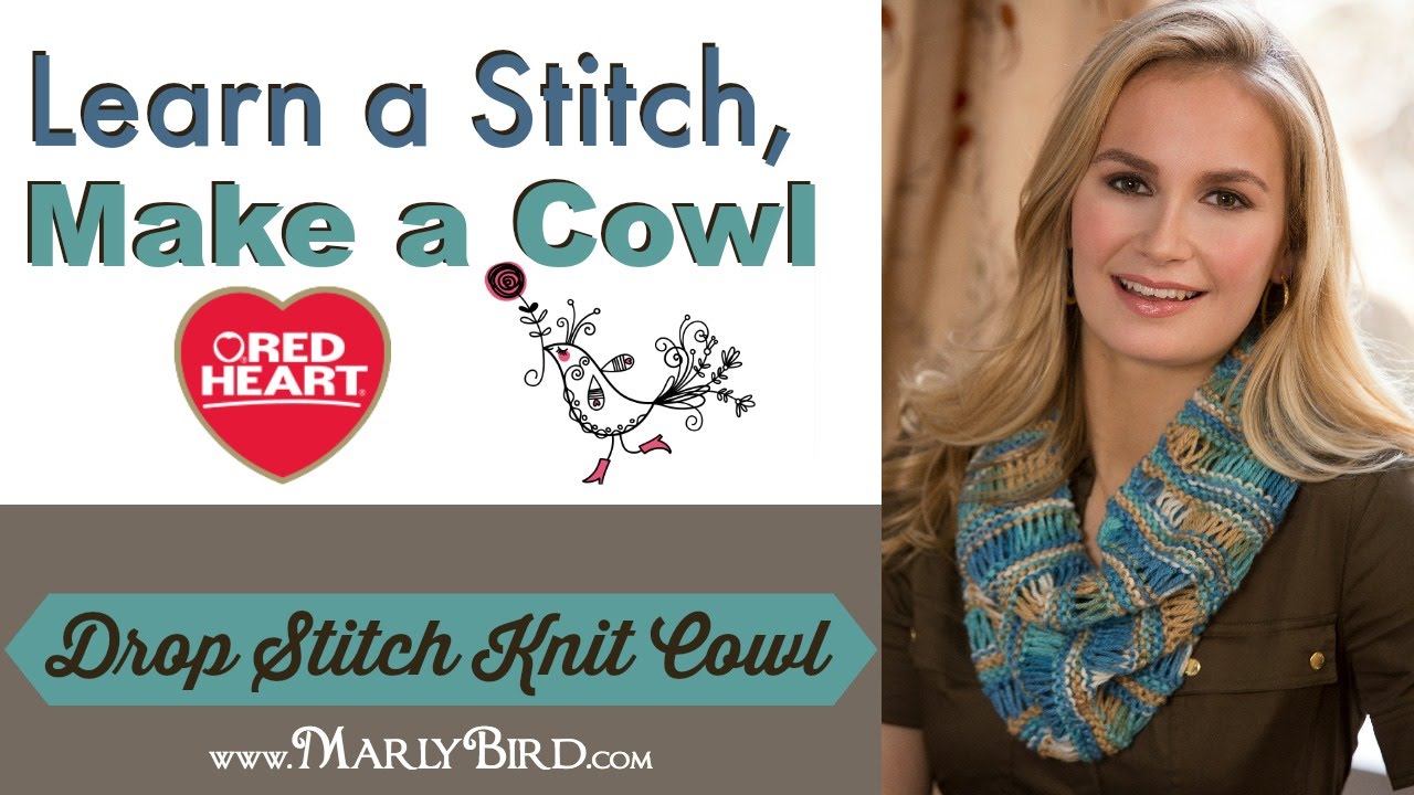 Red Heart Drop Stitch Cowl Knit