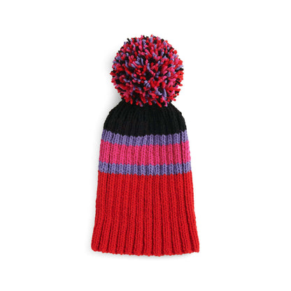 Red Heart 50G Knit Bright Stripe Beanie Knit Beanie made in Red Heart Super Saver Kits Yarn