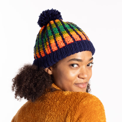 Red Heart Knit Between the Lines Hat Knit Hat made in Red Heart Super Saver Yarn