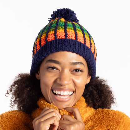 Red Heart Knit Between the Lines Hat Knit Hat made in Red Heart Super Saver Yarn