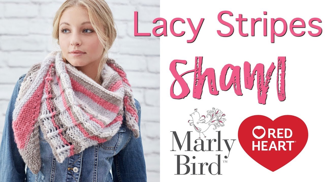 Red Heart Lacy Stripes Knit Shawl