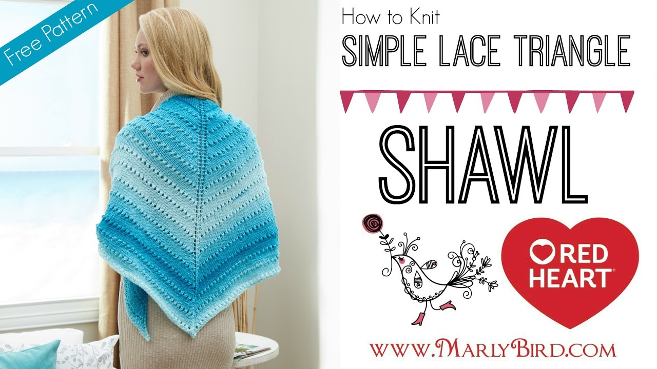 Red Heart Simple Lace Triangle Shawl Knit