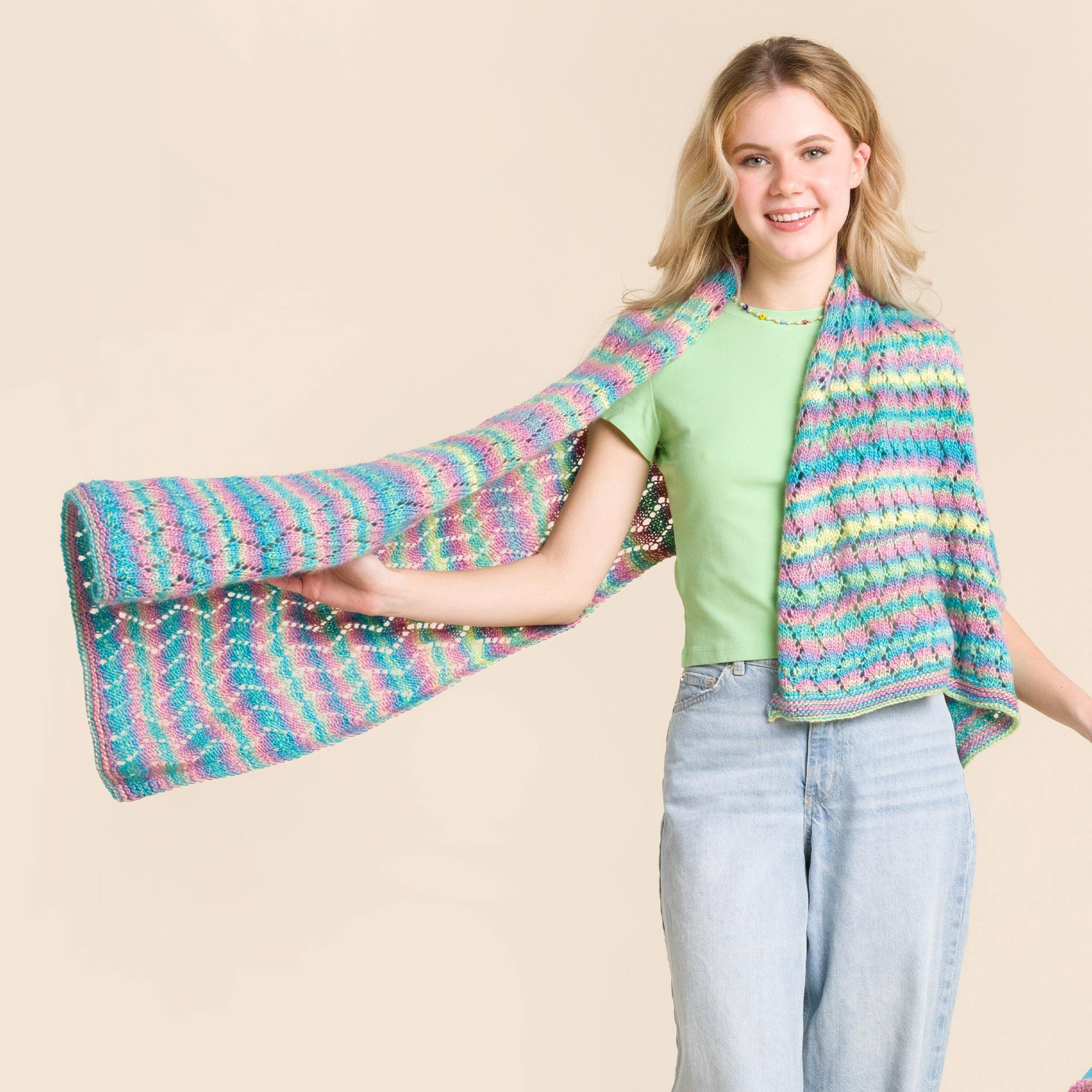 Red Kit Patterns Free Red Heart Knit Lacy Waves Wrap Pattern | Yarnspirations