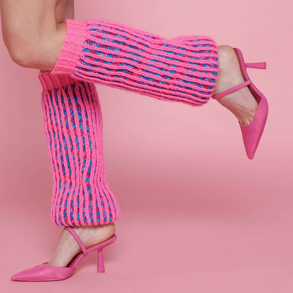 Red Heart Brioche Knit Leg Warmers Knit  made in Red Heart Super Saver yarn