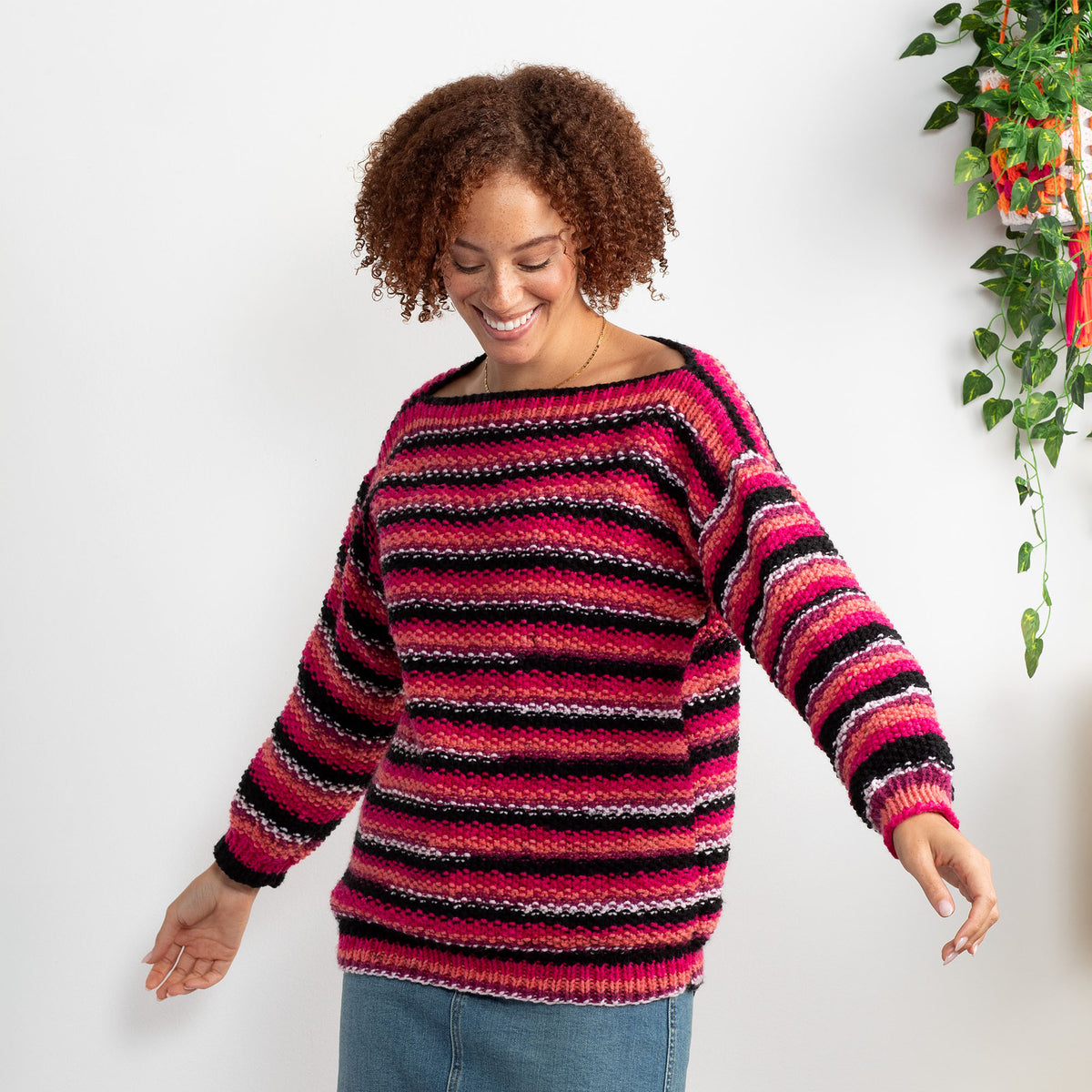 Knit Sweater made in Red Heart All in One Granny Square Yarn