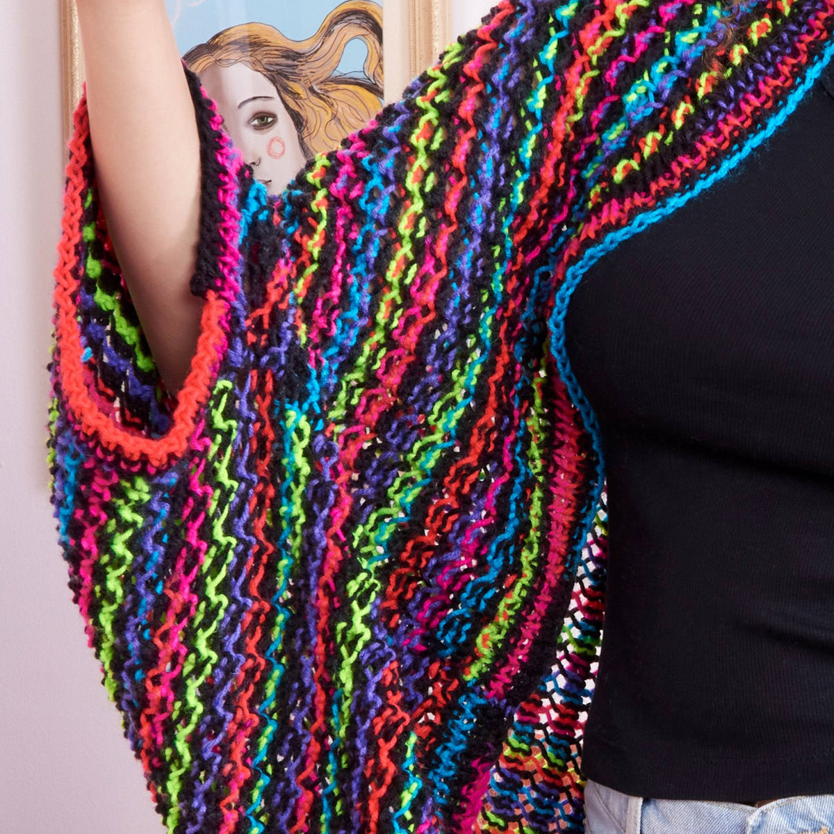 Knit Cardigan made in Red Heart Super Saver Stripes Yarn