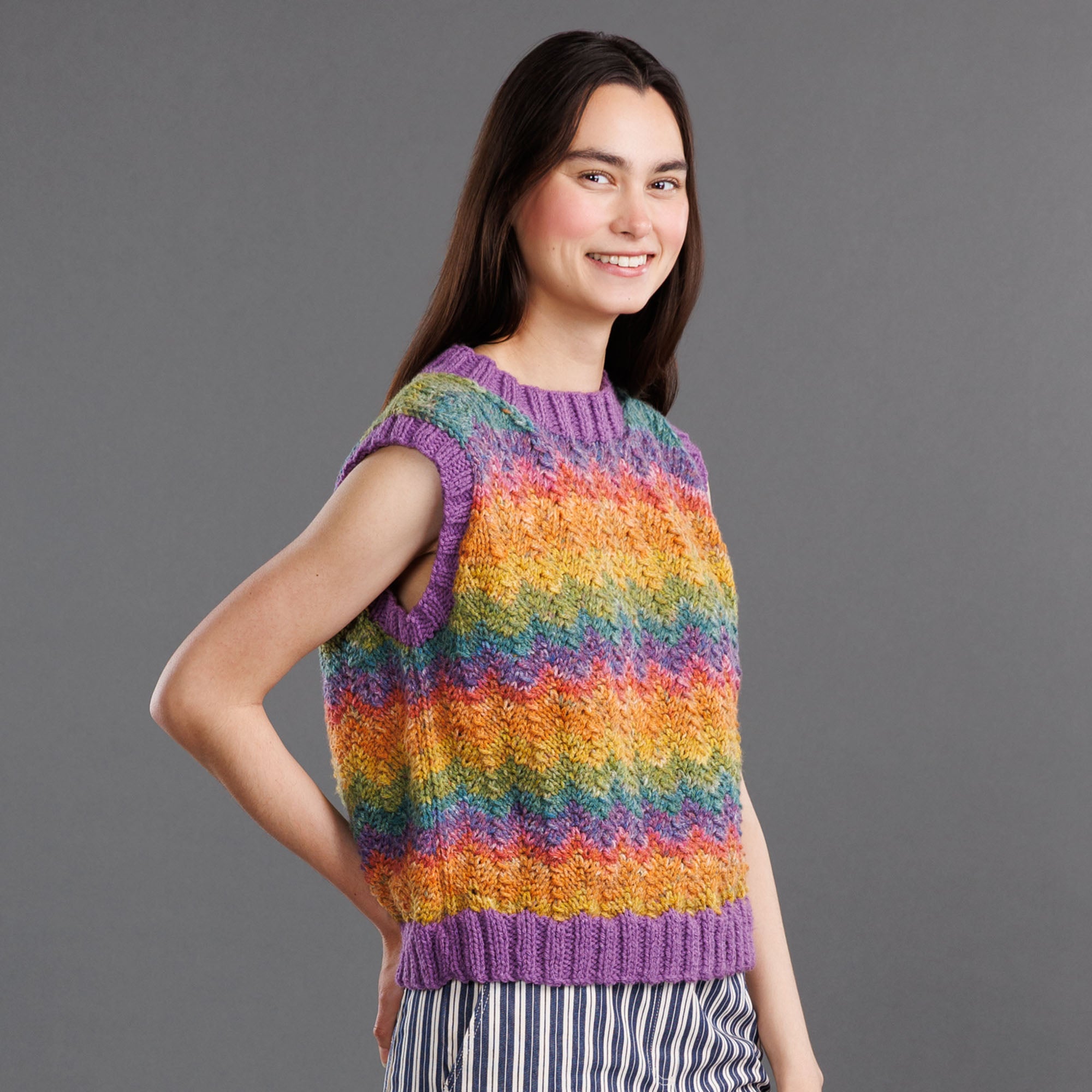 Free Intermediate Red Heart Knit Ziggy Vest​ Pattern | Yarnspirations