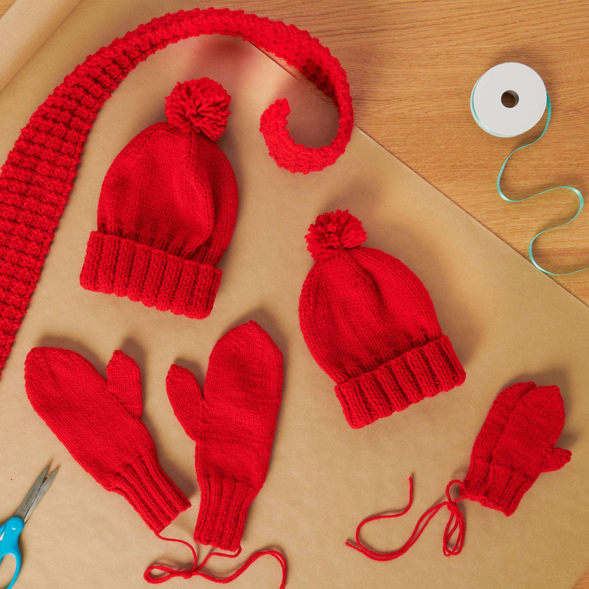 Free Red Heart Susan's Knit Family Winter Sets Pattern