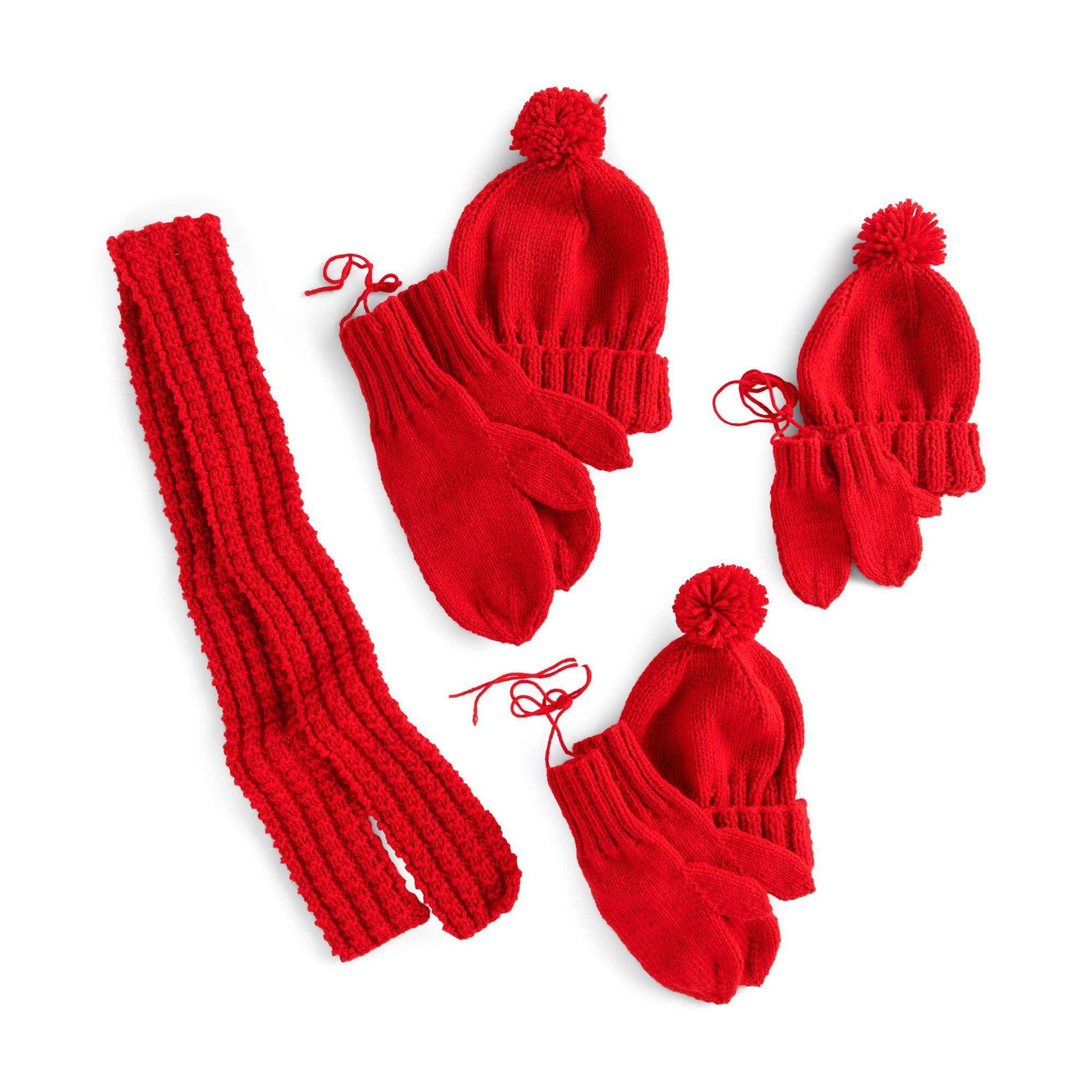 Free Red Heart Susan's Knit Family Winter Sets Pattern