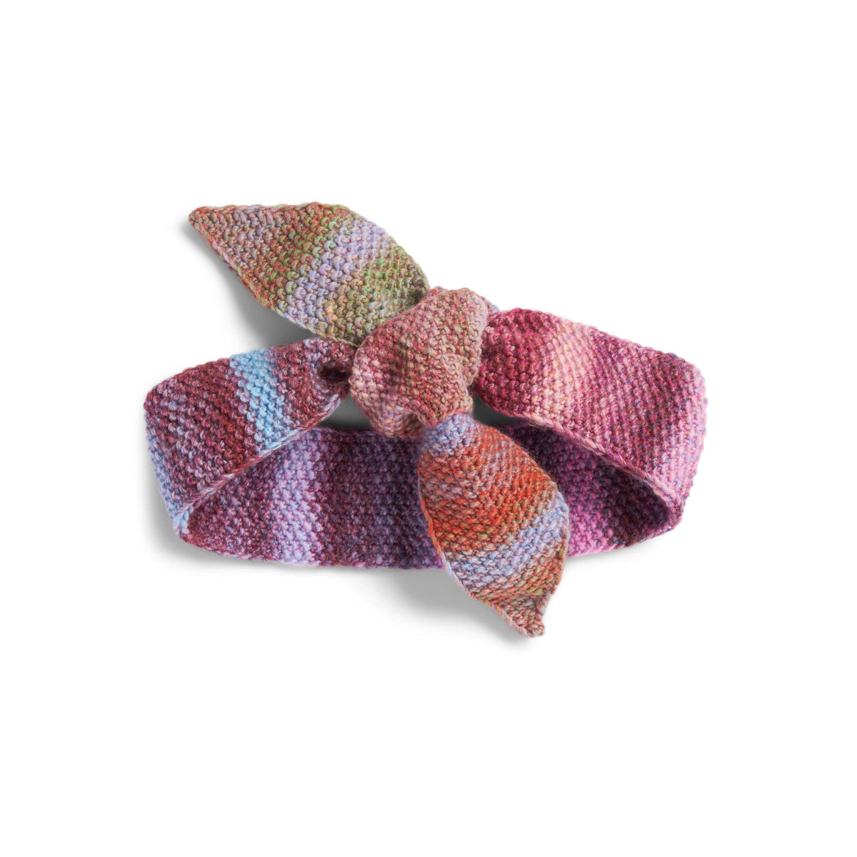 Knit Bow made in Red Heart Roll With It Melange Yarn