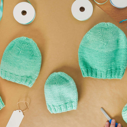 Red Heart Preemie to Toddler Knit Baby Hat Knit  made in Red Heart Super Saver Ombre yarn