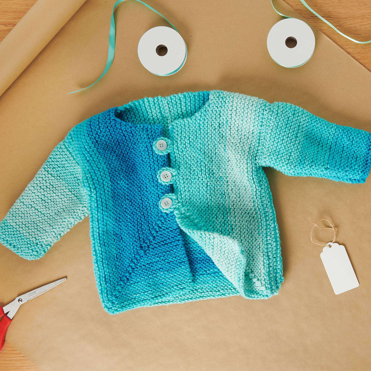 Knit  made in Red Heart Super Saver Ombre yarn