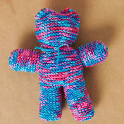 Red Heart Knit Teddy Bear Toy Knit  made in Red Heart Super Saver yarn