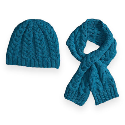 Red Heart Knit Cable Beanie & Scarf Red Heart Knit Cable Beanie & Scarf