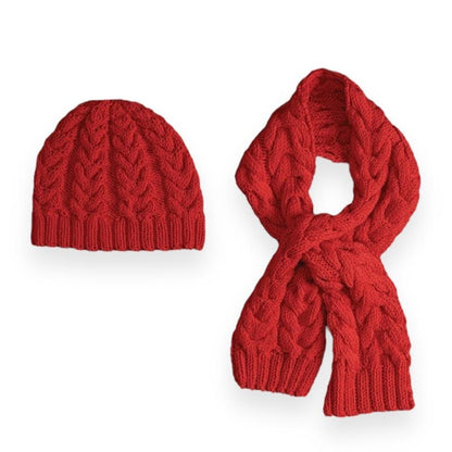 Red Heart Knit Cable Beanie & Scarf Red Heart Knit Cable Beanie & Scarf