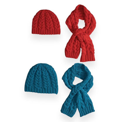 Red Heart Knit Cable Beanie & Scarf Red Heart Knit Cable Beanie & Scarf