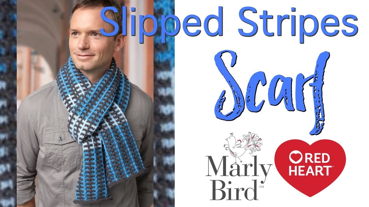 Red Heart Slipped Stripes Scarf Knit