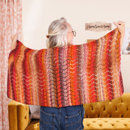 Red Heart Knit Chevron Eyelets Shawl Red Heart Knit Chevron Eyelets Shawl