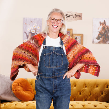 Red Heart Knit Chevron Eyelets Shawl Red Heart Knit Chevron Eyelets Shawl
