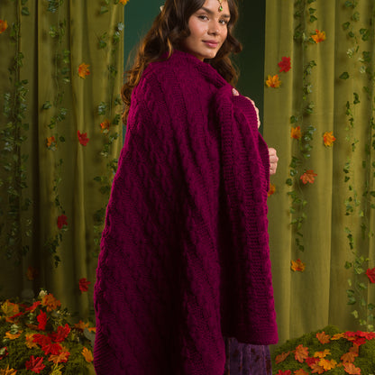 Red Heart Exquisite Cabled Throw Mulberry