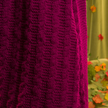 Red Heart Exquisite Cabled Throw Mulberry