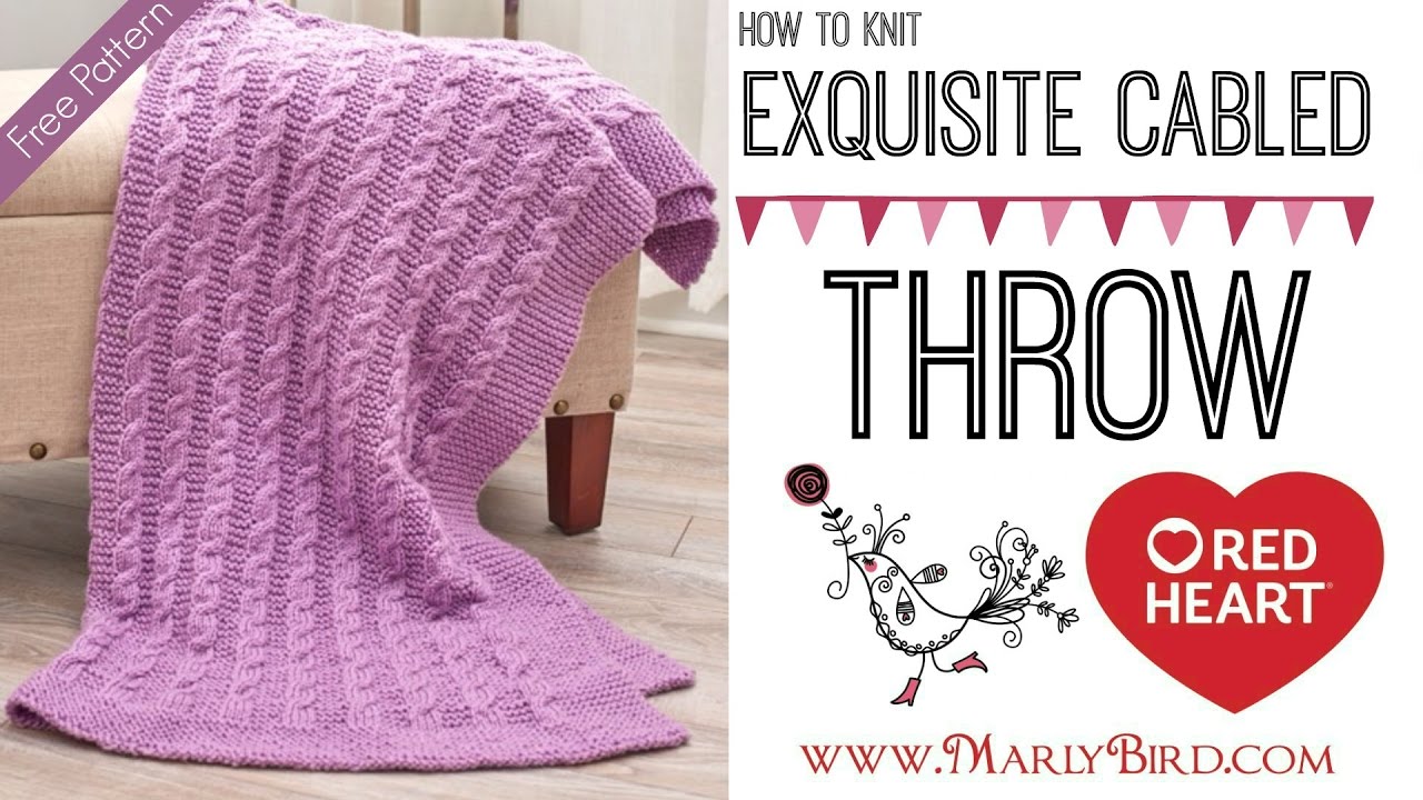 Red Heart Exquisite Cabled Throw Knit