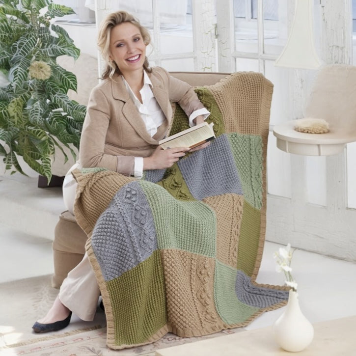 Free Easy Red Heart Knit Autumn Throw Pattern | Yarnspirations