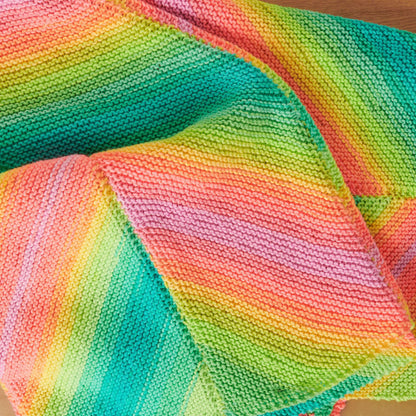 Red Heart Knit Bias Panels Blanket Knit  made in Red Heart Super Saver Stripes yarn