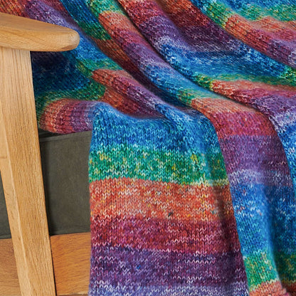 Red Heart Rainbow Connection Knit Panel Blanket Knit Blanket made in Red Heart Itty-Bitty Yarn