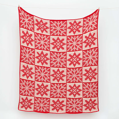 Red Heart Mosaic Knit Snowflakes Blanket Knit Blanket made in Red Heart Super Saver Yarn