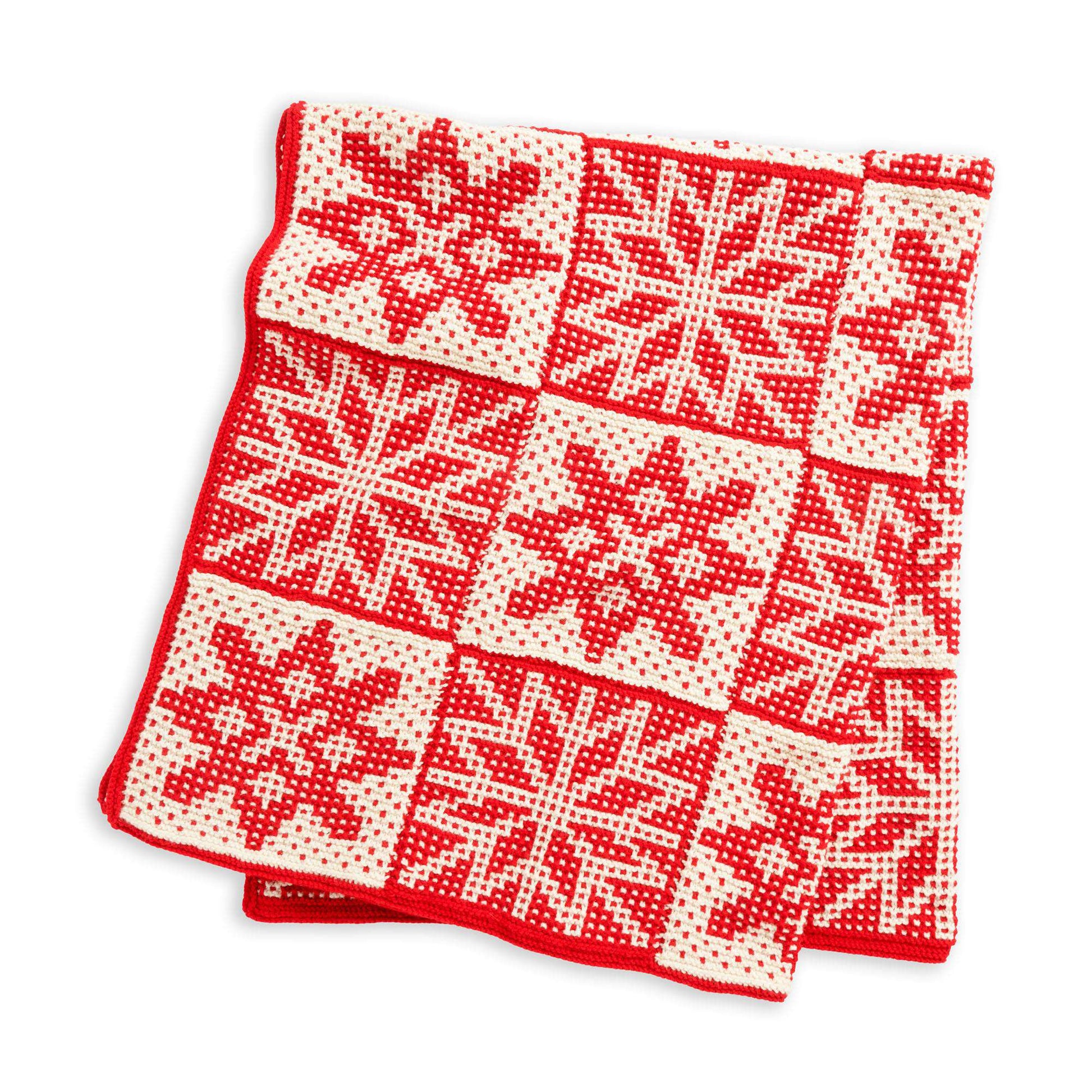Free Red Heart Mosaic Knit Snowflakes Blanket Pattern