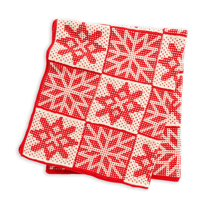 Red Heart Mosaic Knit Snowflakes Blanket Knit Blanket made in Red Heart Super Saver Yarn
