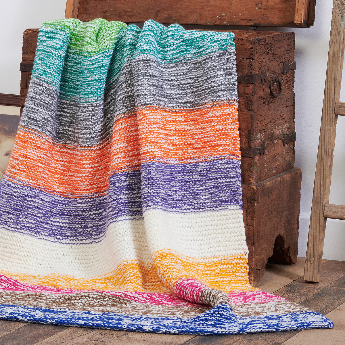 Knit Blanket made in Red Heart Super Saver Jumbo Yarn