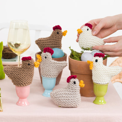 Red Heart Knit Chicken Toy and Egg Cozy All Variants