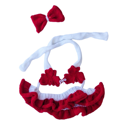 Red Heart Knit Porch Goose Maple Leaf Bikini