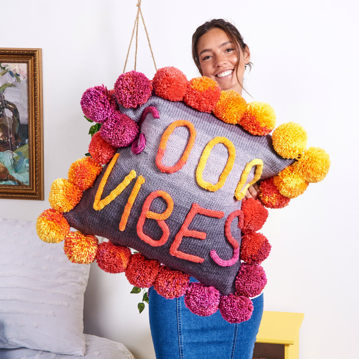 Knit Pillow made in Red Heart Yarn