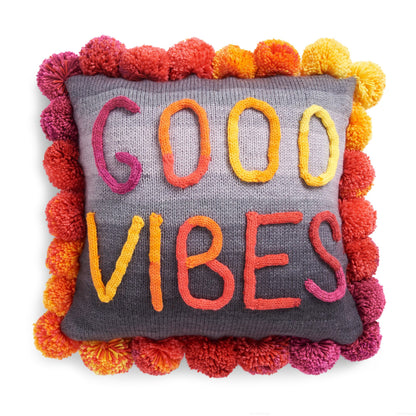 Red Heart Good Vibes Knit Pillow Knit Pillow made in Red Heart Yarn
