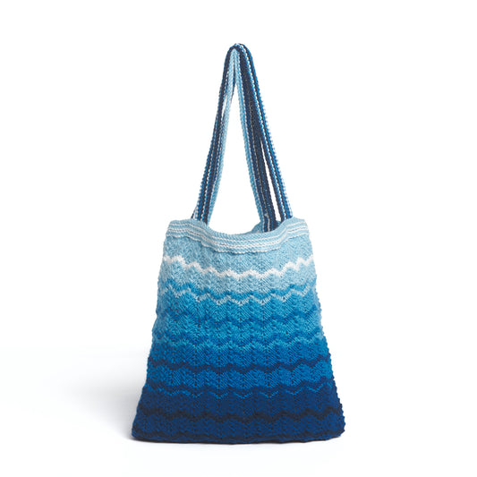 Coastal Life Knit Bag made using Red Heart yarn on a white background