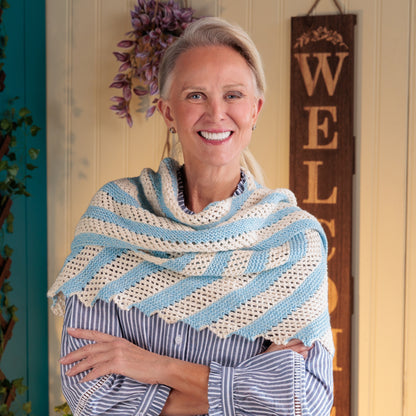 Red Heart Sawtooth Stripes Knit Shawl Red Heart Sawtooth Stripes Knit Shawl