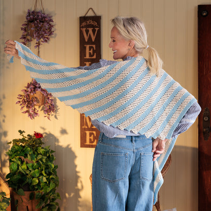 Red Heart Sawtooth Stripes Knit Shawl Red Heart Sawtooth Stripes Knit Shawl
