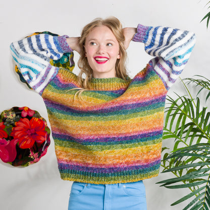 Red Heart Crochet Candy Stripes Knit Pullover Red Heart Crochet Candy Stripes Knit Pullover