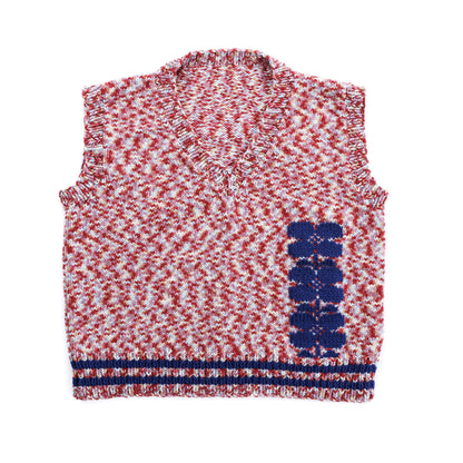 Red Heart Duplicate Stitches in Bloom Knit Vest Red Heart Duplicate Stitches in Bloom Knit Vest